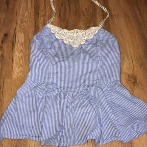 Free people pinstriped peplum halter